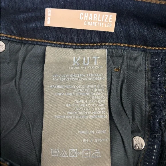 Kut From The Kloth Jeans Womens 10 Dark Rinse Charlize High Rise Cigarette Leg - Picture 4 of 9